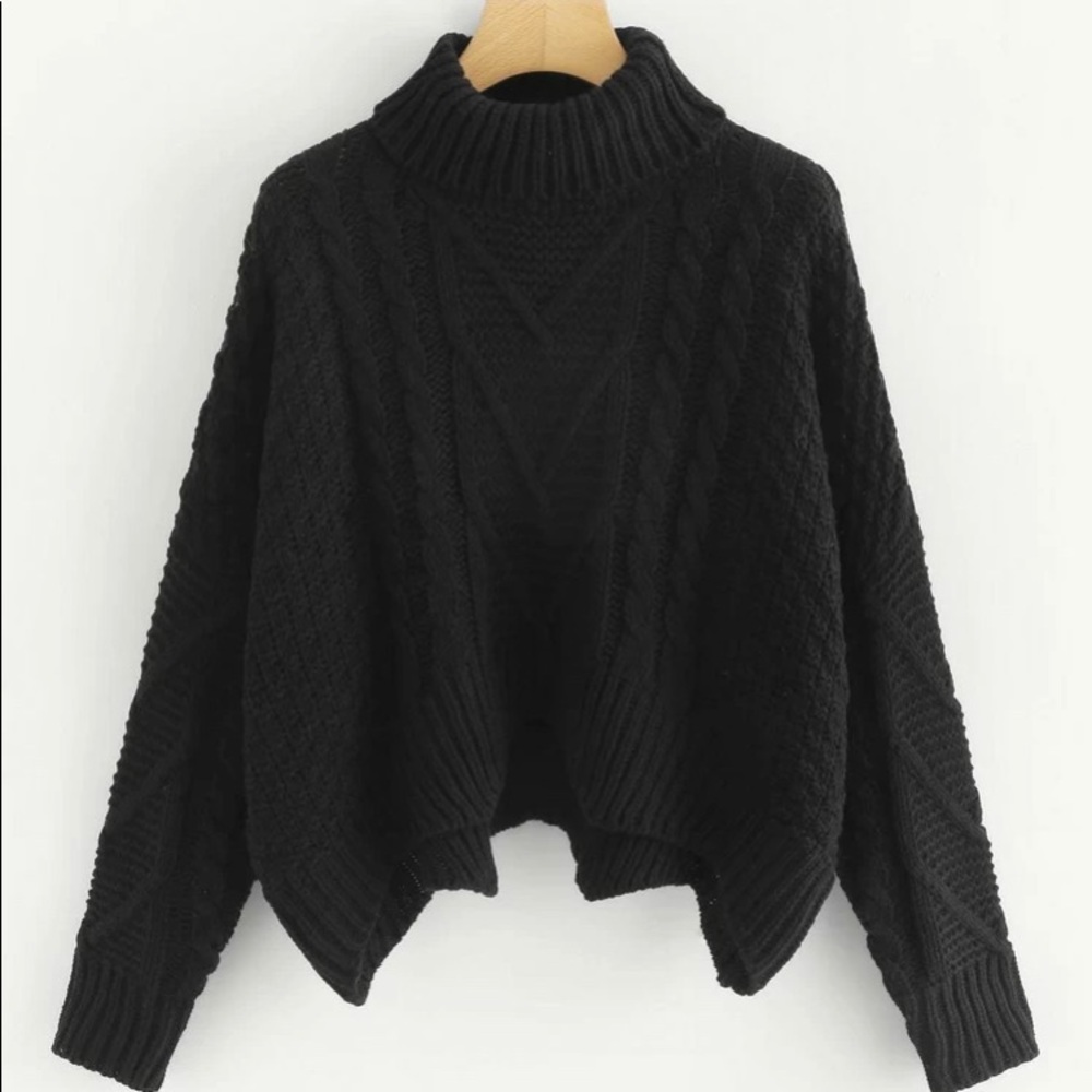 ❄️Used Shein Asymmetrical Hem Mixed Knit Sweater